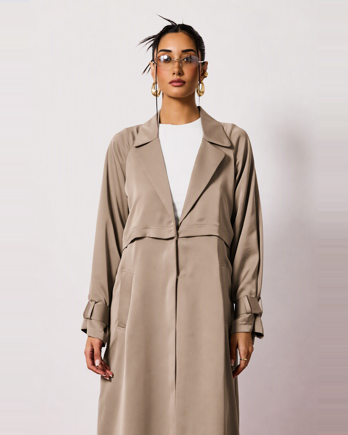 Ayla Abaya in Warm Taupe by FILO – view 4