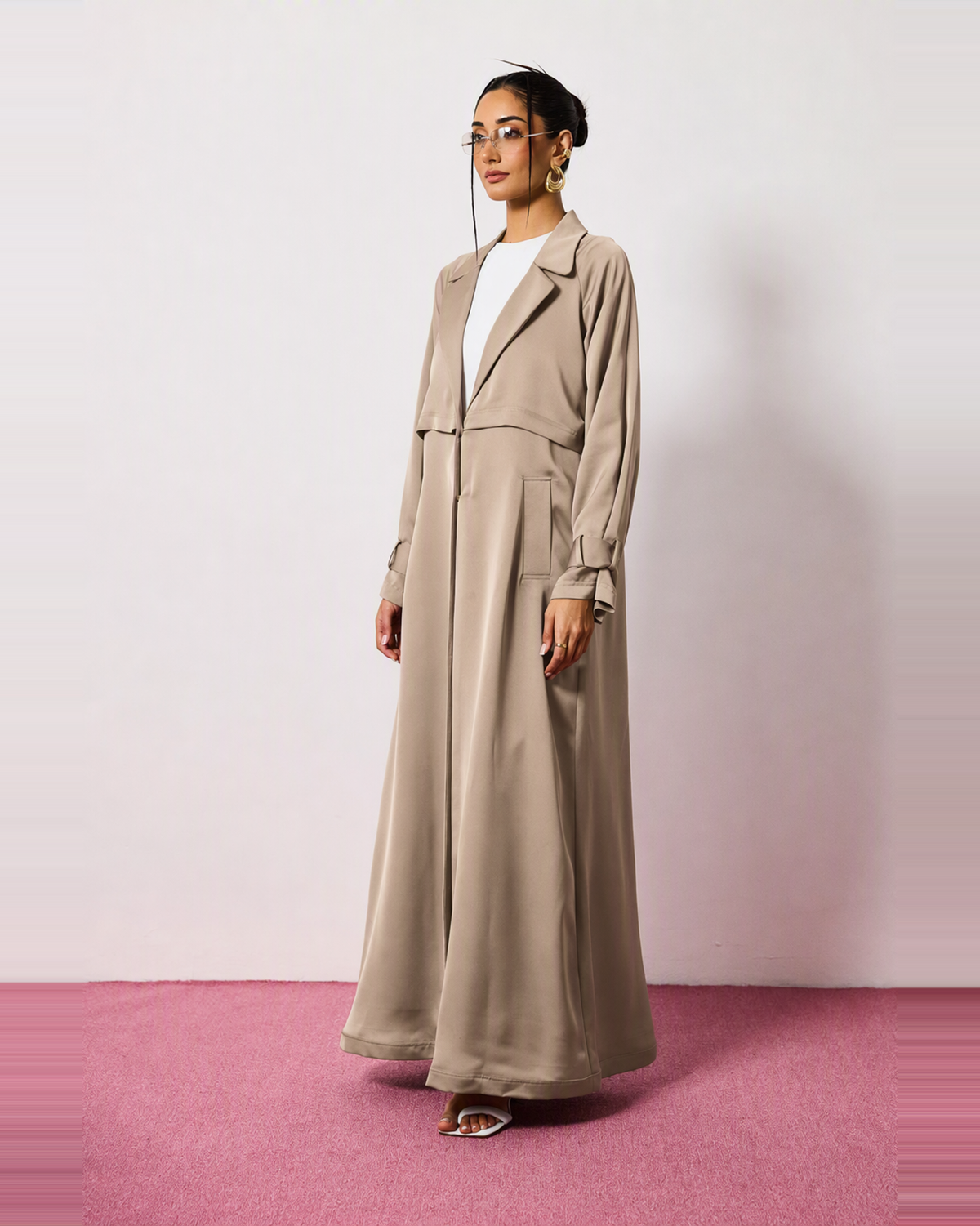 Ayla Abaya in Warm Taupe by FILO – view 2