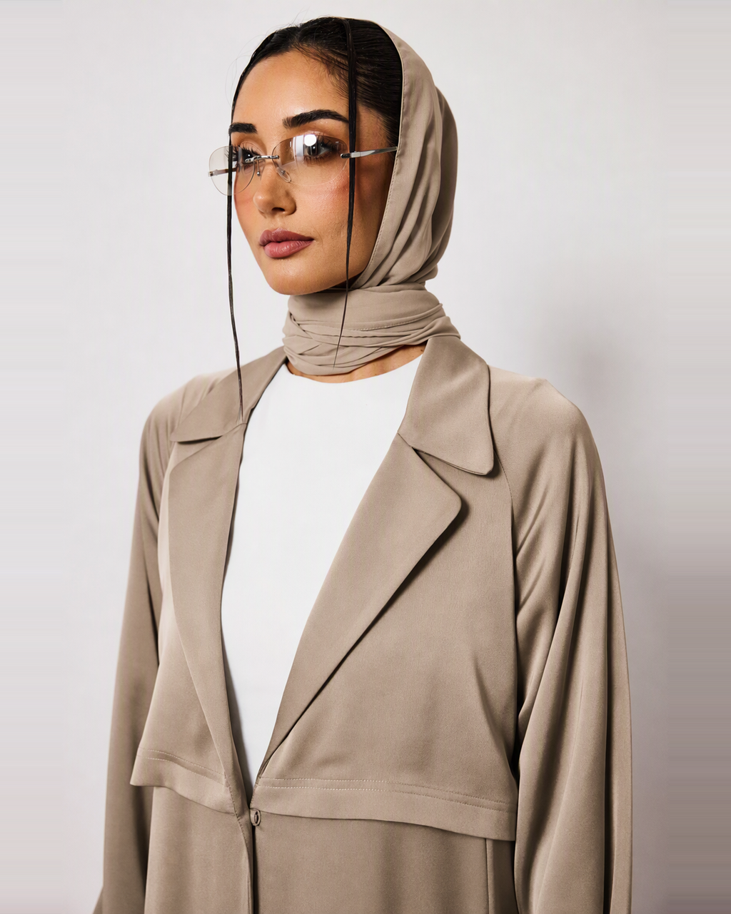 Ayla Abaya in Warm Taupe by FILO – view 5