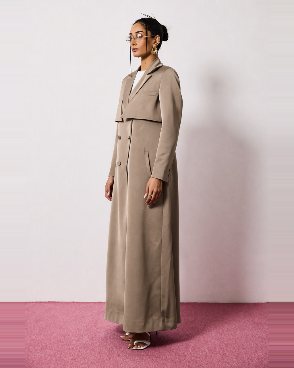 Mira Abaya in Warm Taupe by FILO – view 2