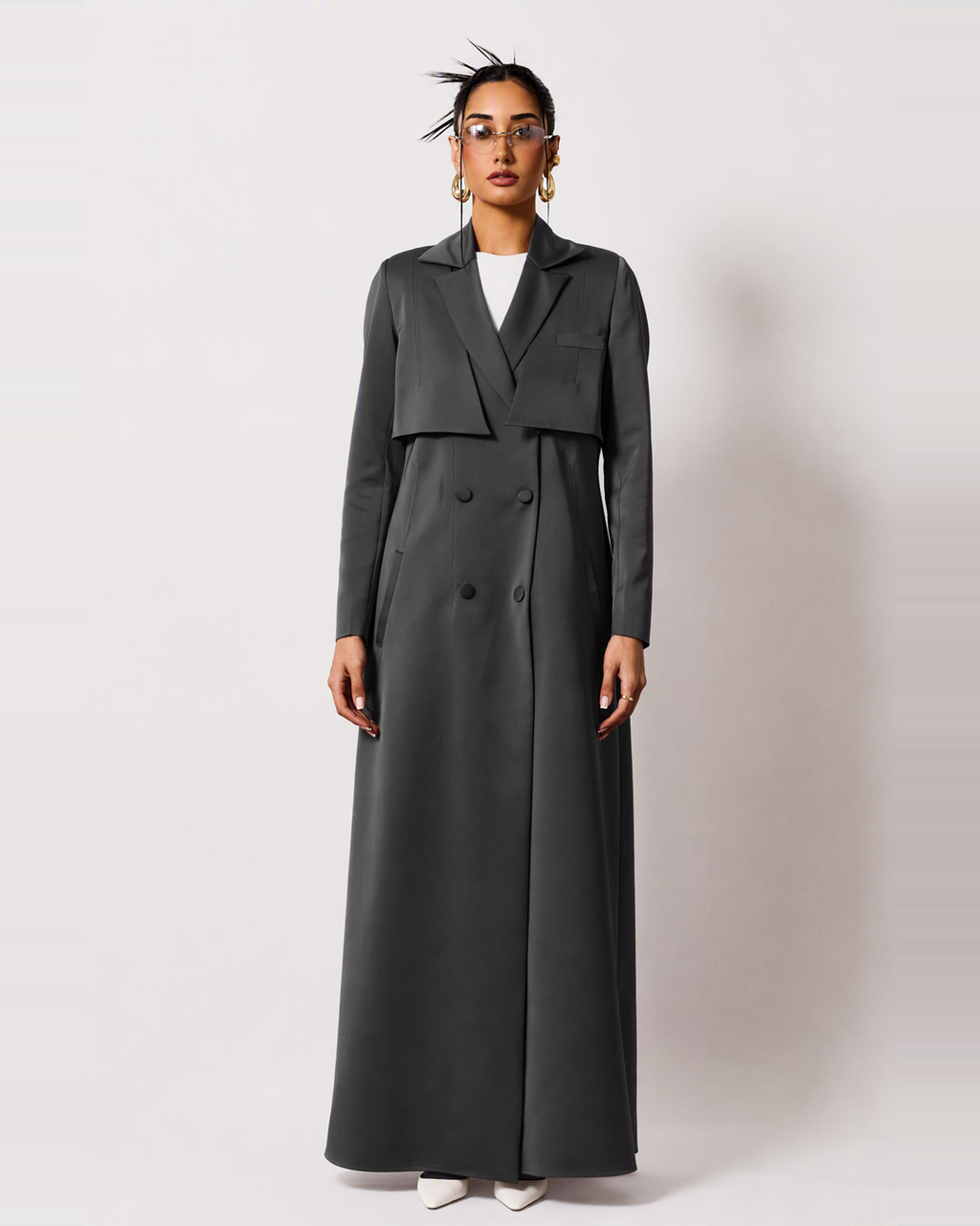 Mira Abaya in Charcoal Grey by FILO – view 4