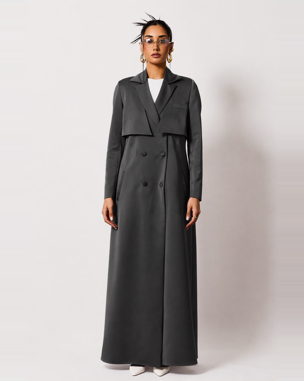 Mira Abaya in Charcoal Grey by FILO – view 4