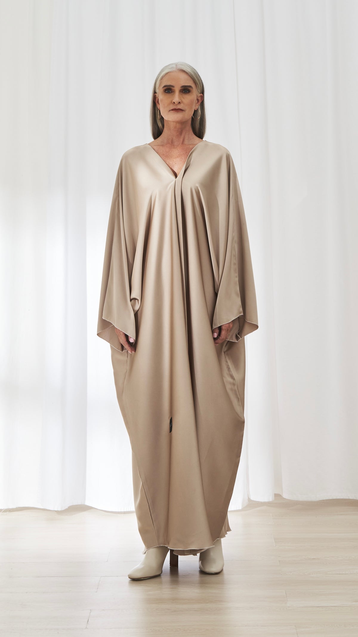 Qamar dress in Champagne by FILO, front view