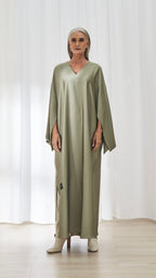 Sama dress in Sage by FILO, front view