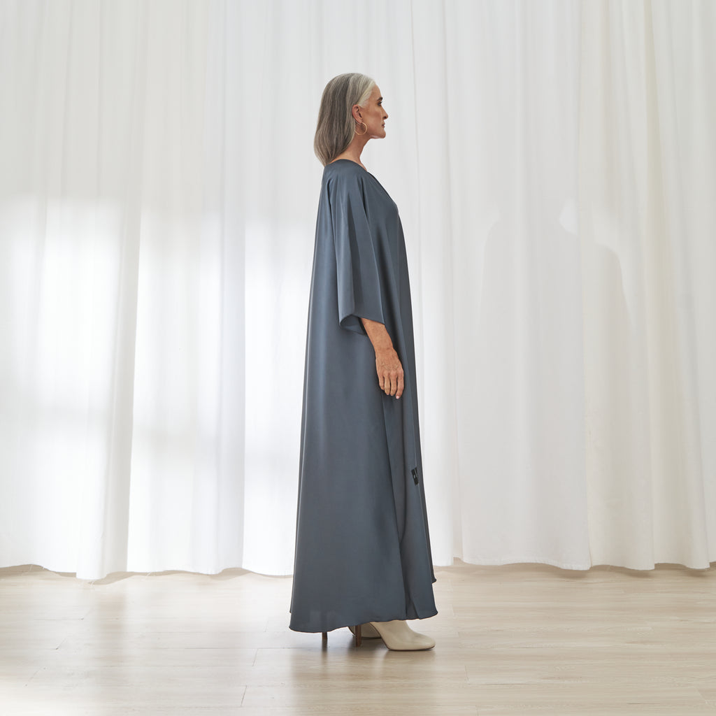 Nawar dress in Slate Blue by FILO, side view