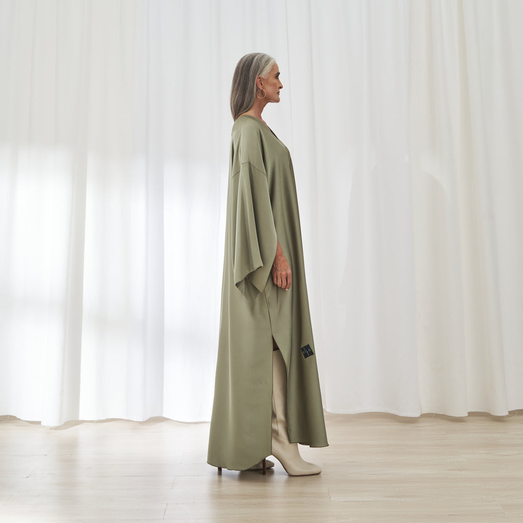Sama dress in Sage by FILO, side view