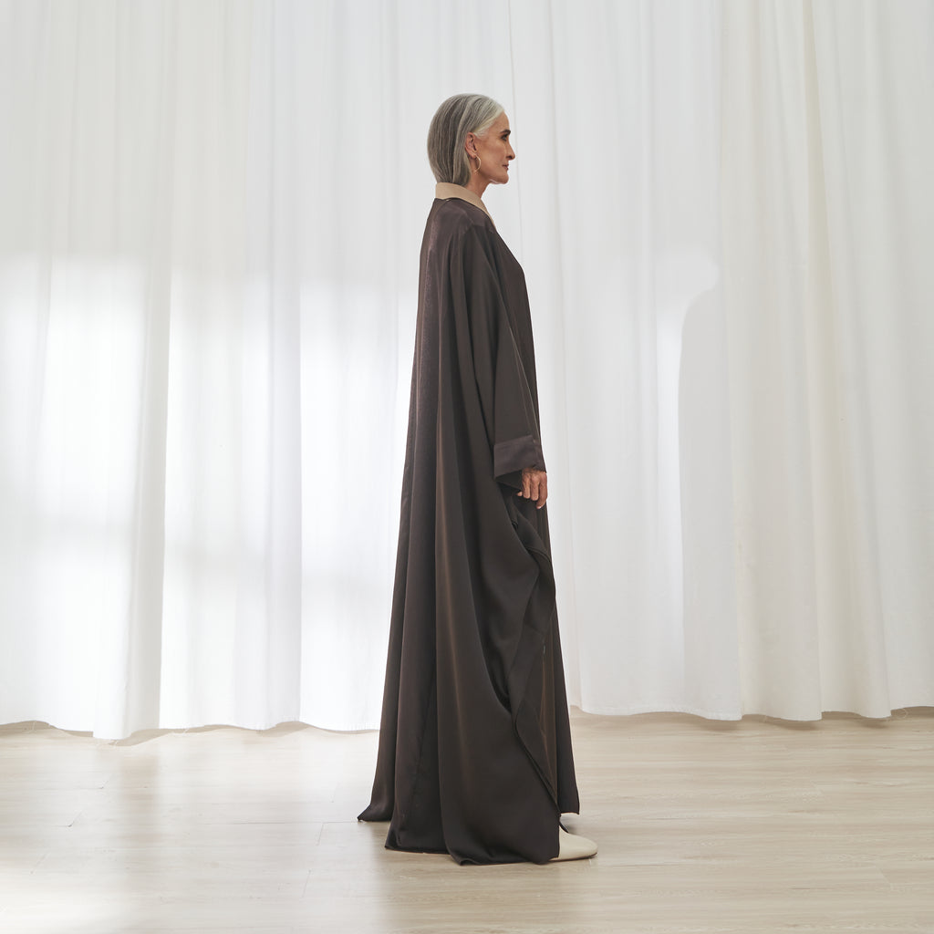 Layal abaya in Espresso by FILO, side view