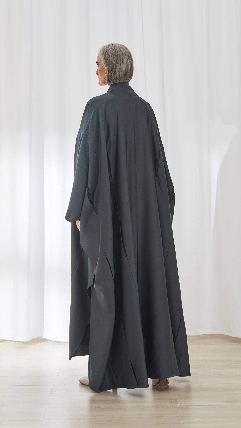 Rima abaya in Charcoal by FILO, back view