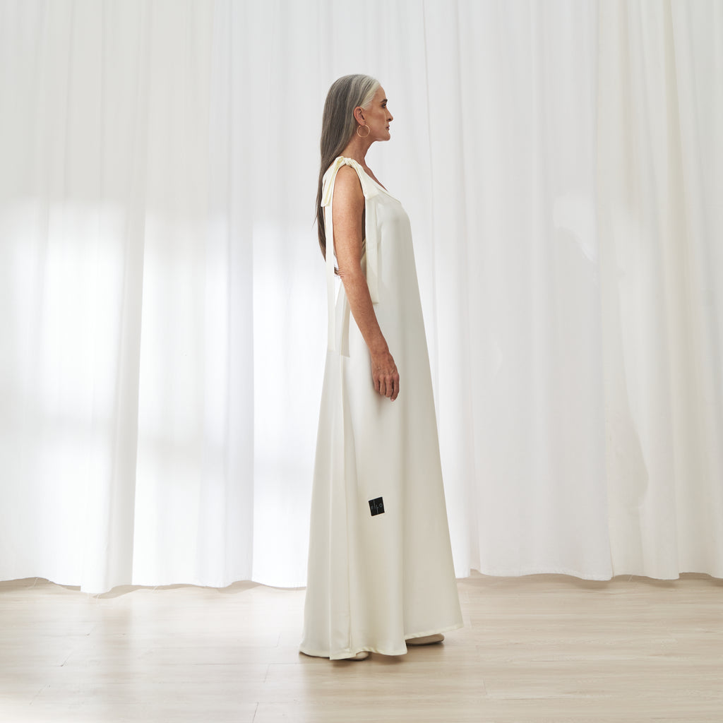 Bayan dress in Ivory by FILO, side view