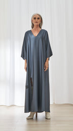 Nawar dress in Slate Blue by FILO, front view
