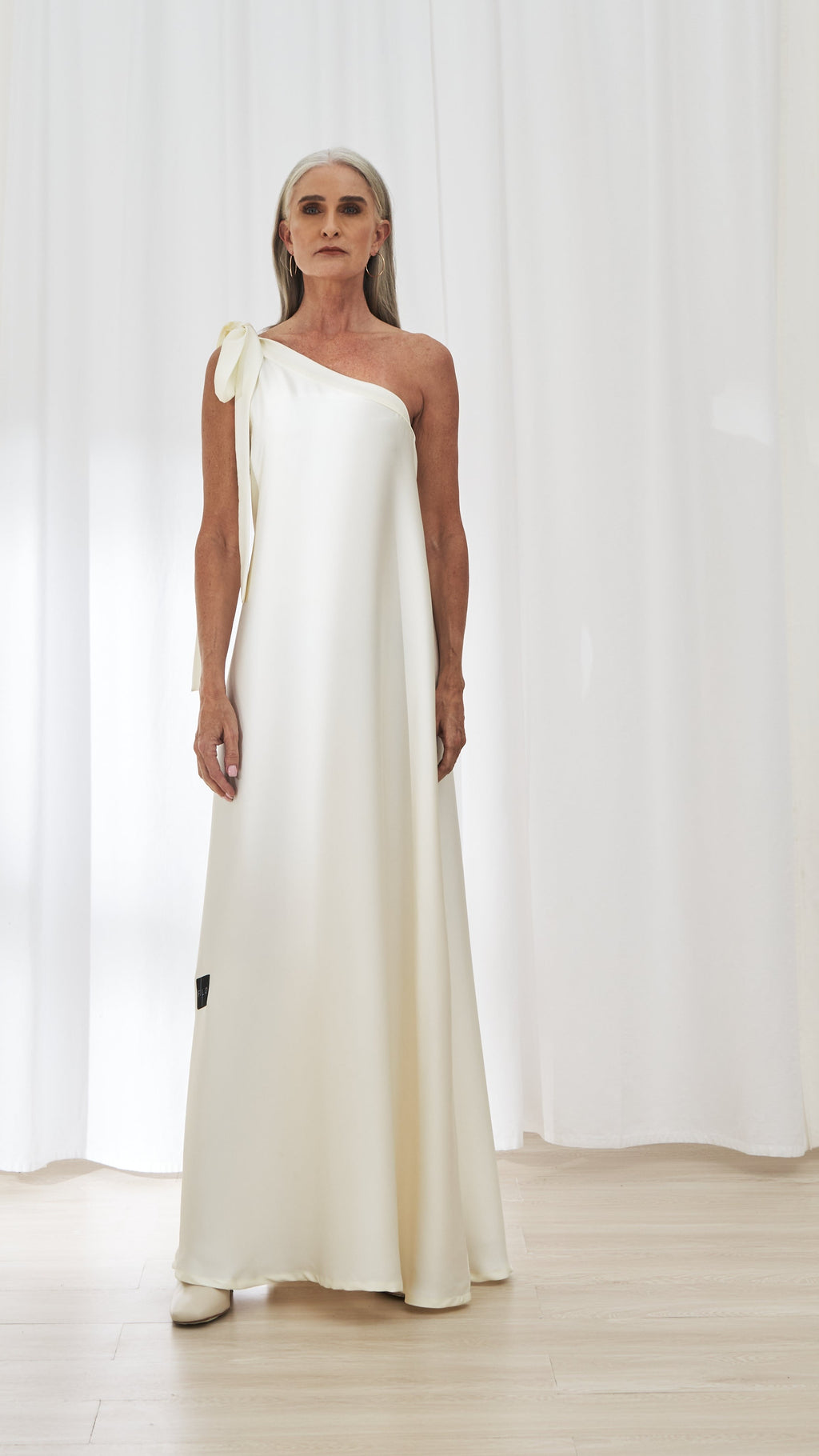 Bayan dress in Ivory by FILO, front view