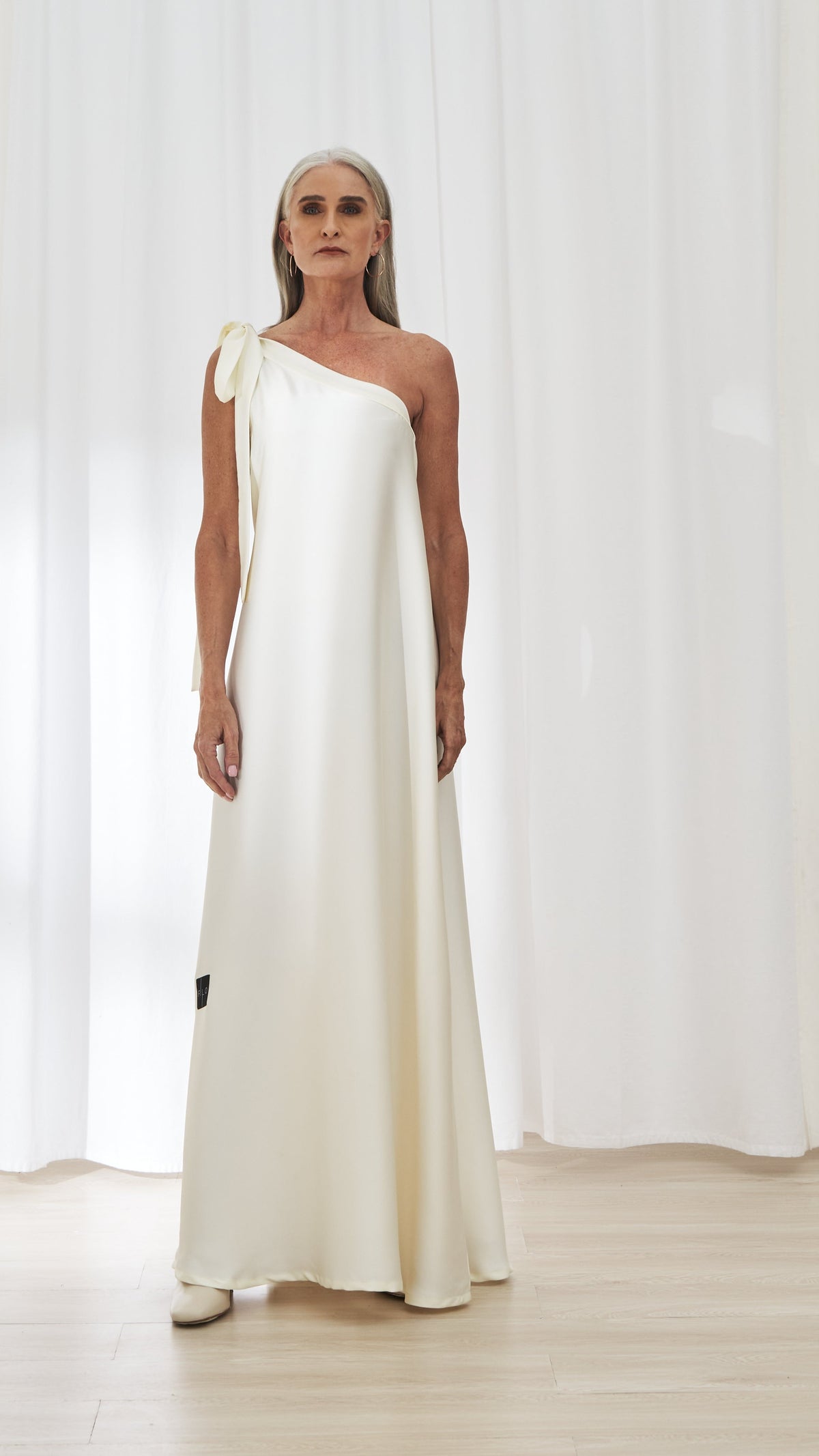 Bayan dress in Ivory by FILO, front view