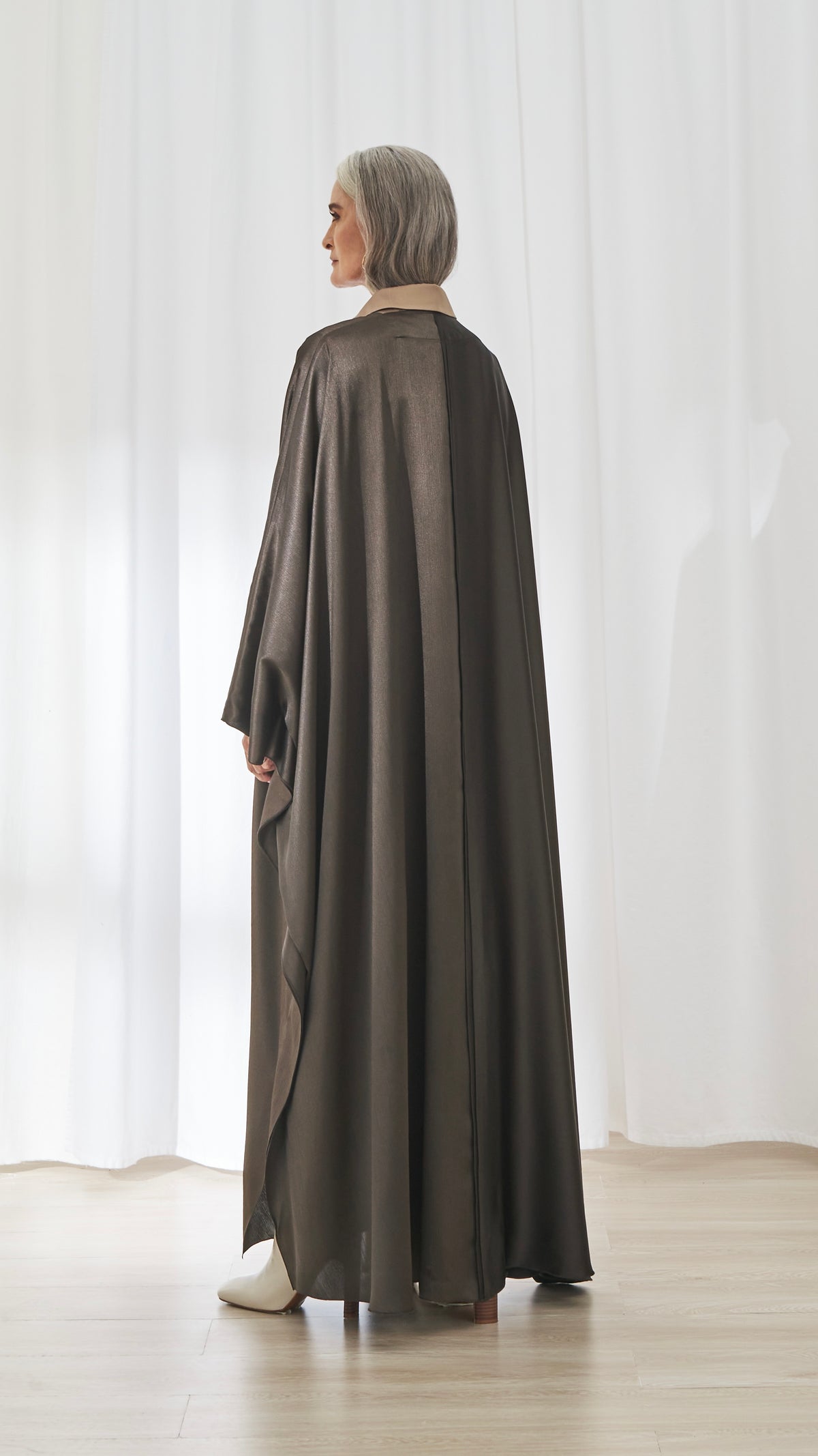 Dalia abaya in Olive by FILO, back view