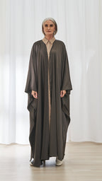 Dalia abaya in Olive by FILO, front view