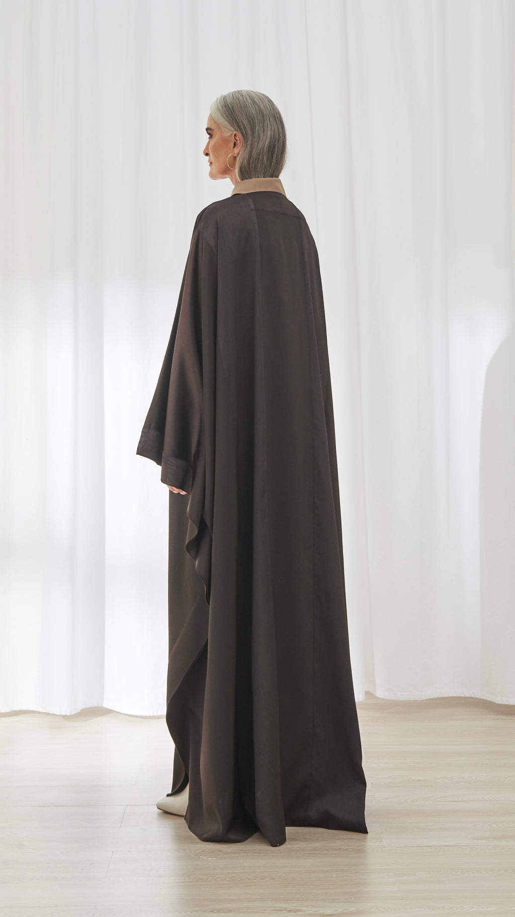 Layal abaya in Espresso by FILO, back view