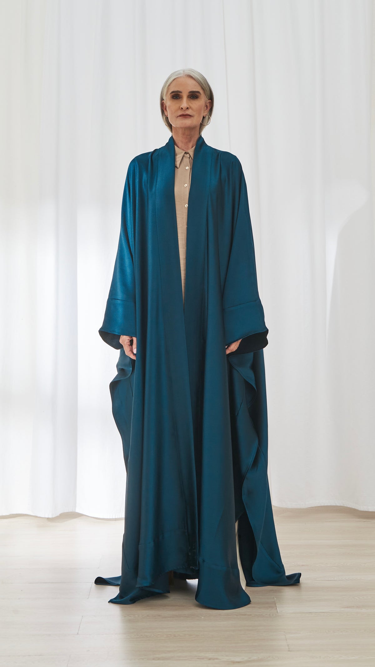 Maysa abaya in Petrol by FILO, front view