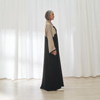 Sahar abaya in Sand & Black by FILO, side view